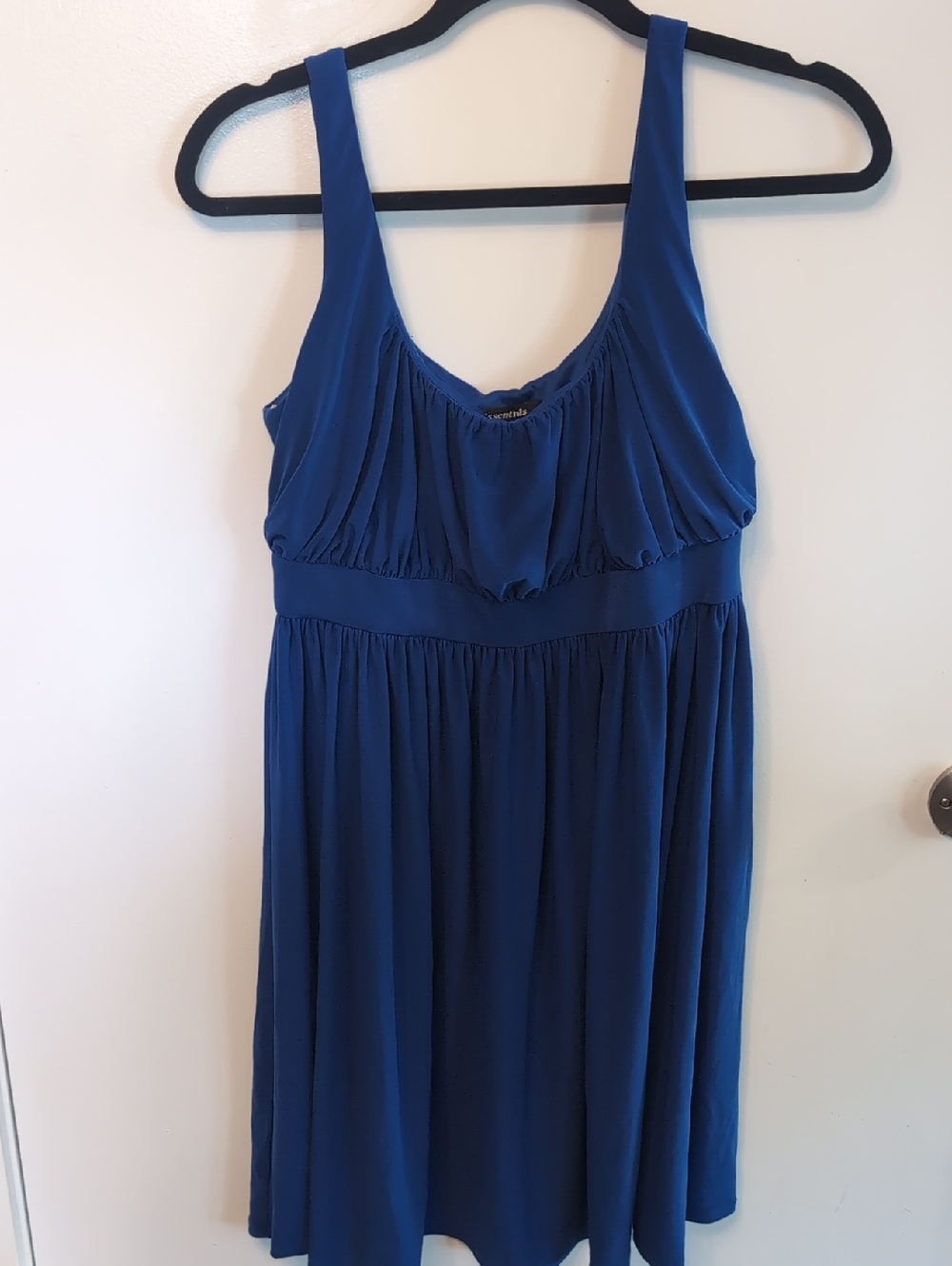 Blue Sleeveless Gathered Empire-Waist Dress